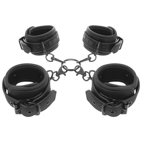 FETISH SUBMISSIVE - SET OF HAND AND ANKLE HANDCUFFS WITH NOPRENE LINING