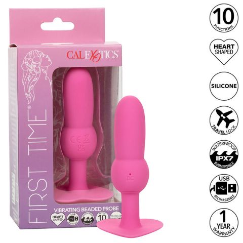 CALEXOTICS - FIRST TIME ANAL PLUG BEADED PROBE 10 VIBRATIONS PINK