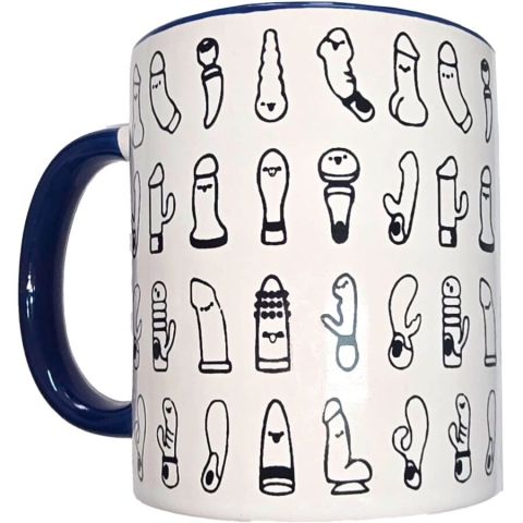 DIABLO PICANTE - CANECA VIBRADORA BRANCA COM ALÇA AZUL 370 ML