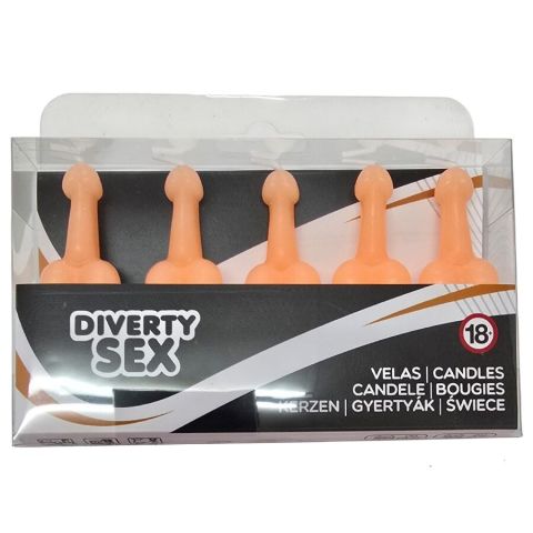 DIABLO PICANTE - BOX OF 5 FLESH PENIS-SHAPED CANDLES