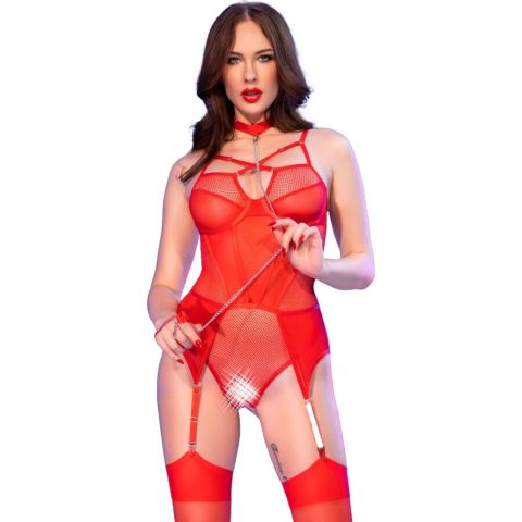 CHILIROSE - CR 4879 CROTCHLESS BODYSUIT RED S